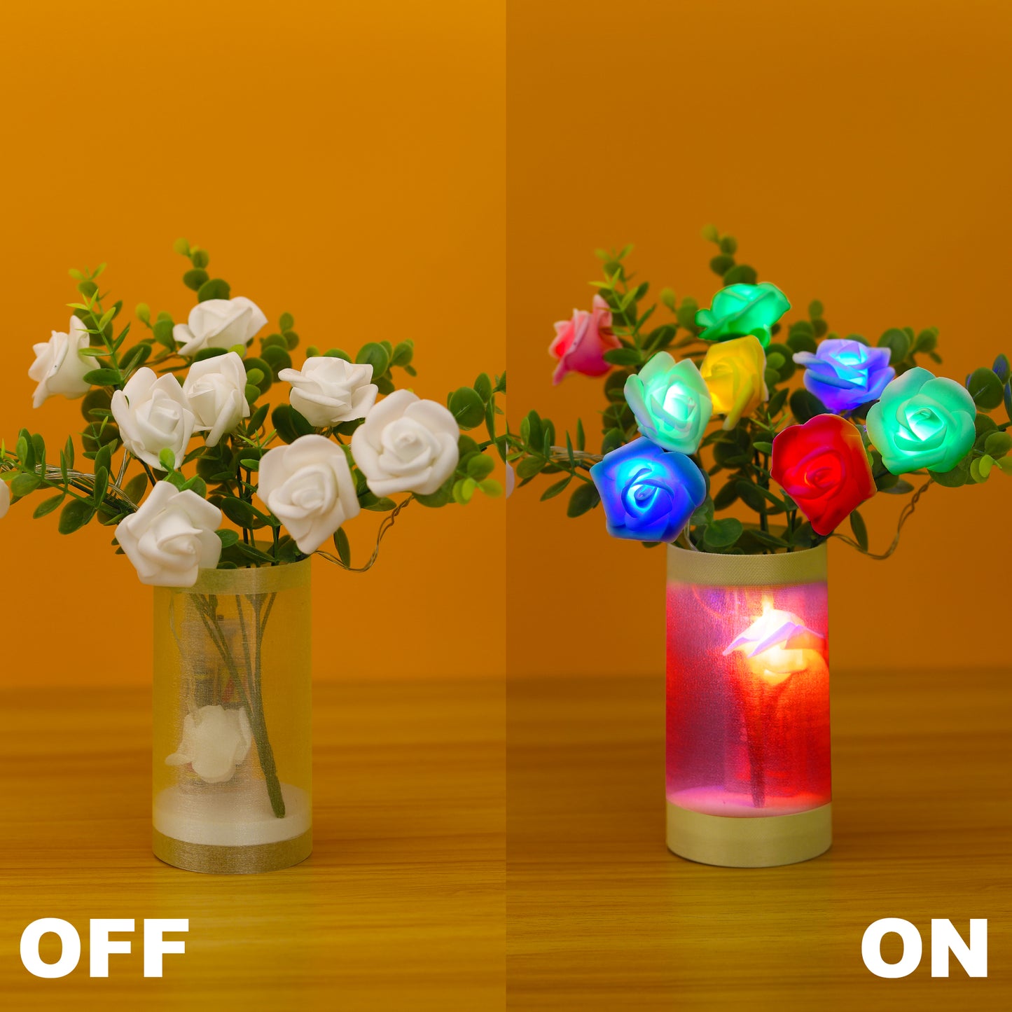 Decorative Artificial Hanging Rose with LED Lights 4-Color