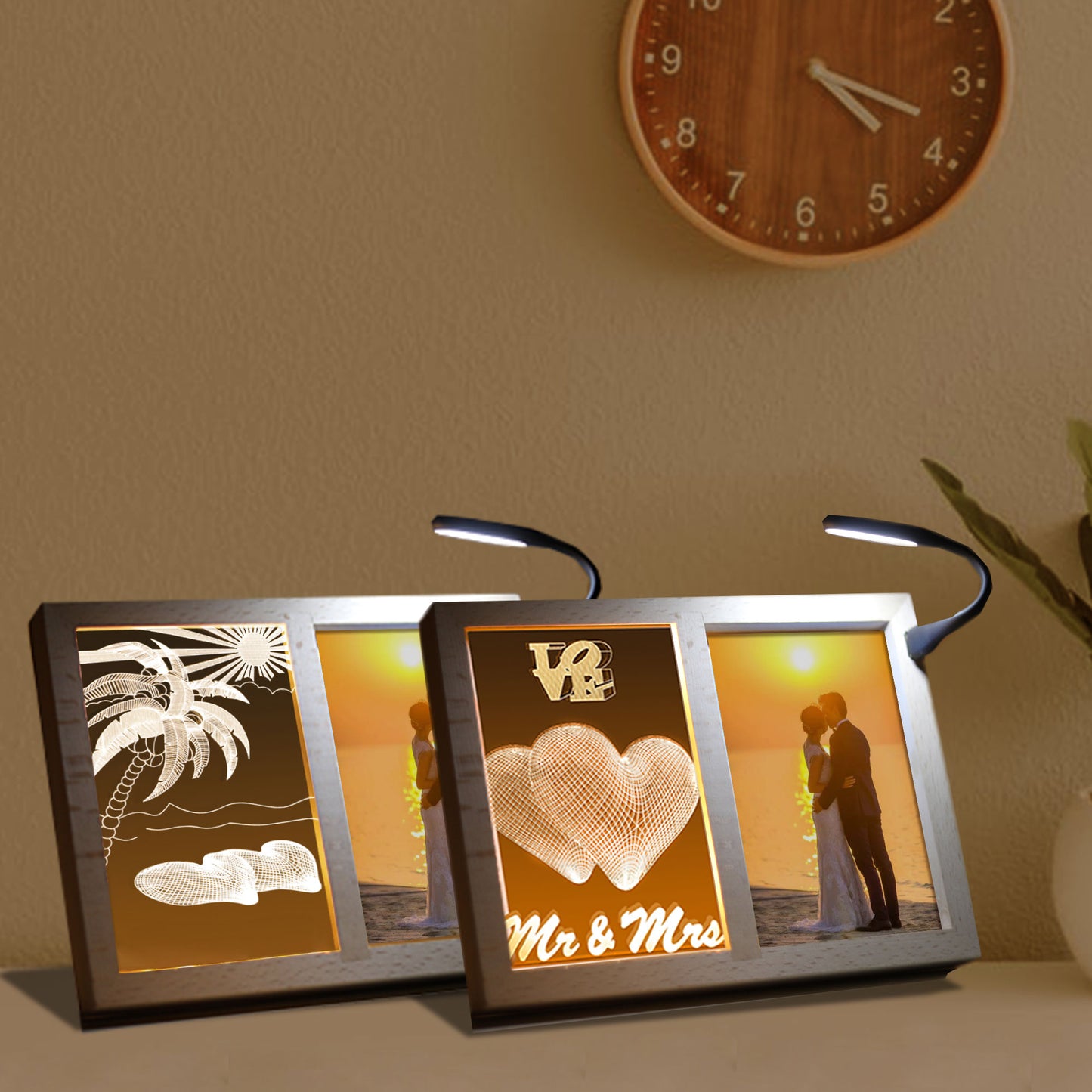 4x6 Picture Wood Frame LED Night Light for Mr Mrs Gift