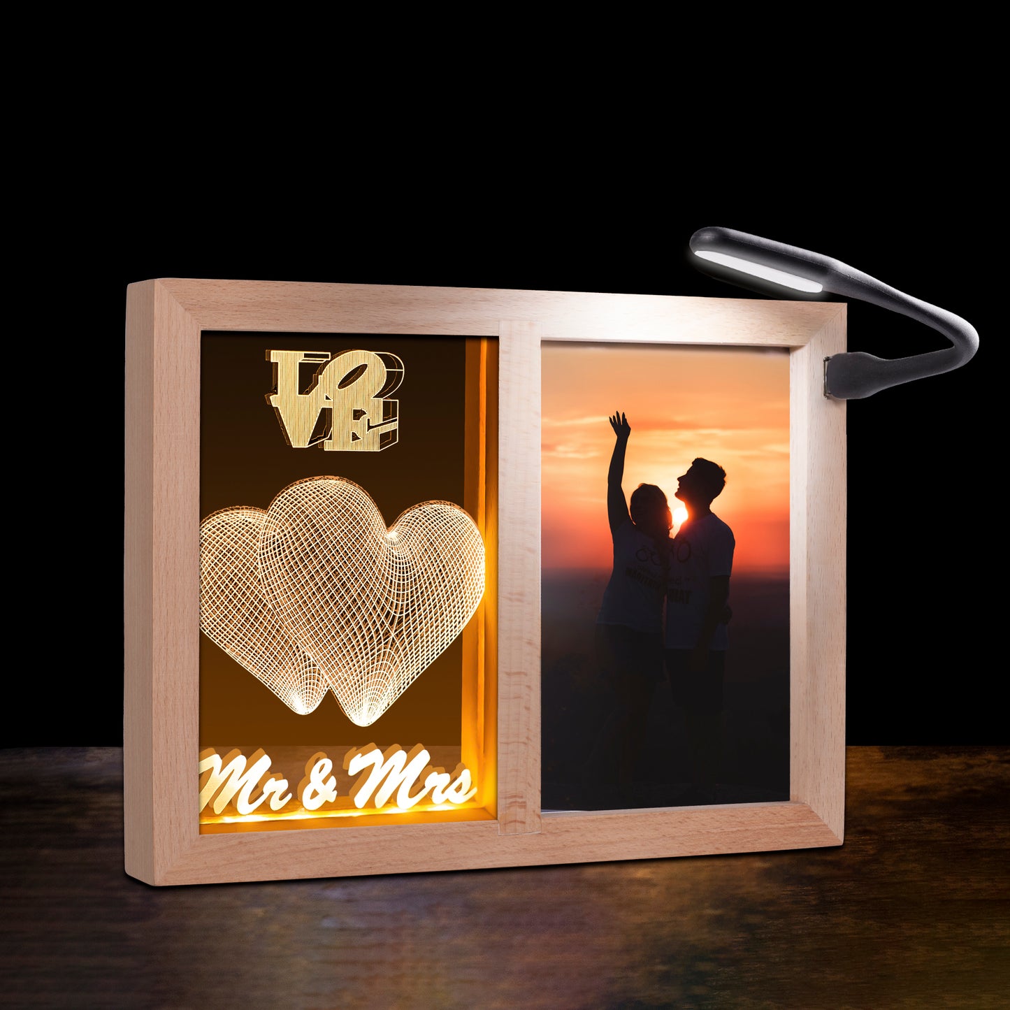 4x6 Picture Wood Frame LED Night Light for Mr Mrs Gift