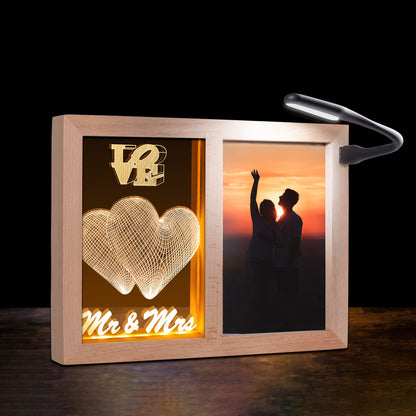 4x6 Picture Wood Frame LED Night Light for Mr Mrs Gift