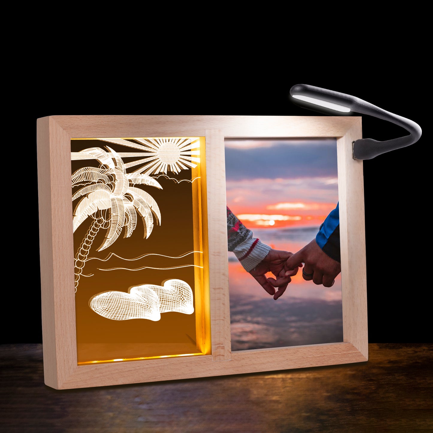 4x6 Picture Wood Frame LED Night Light for Mr Mrs Gift